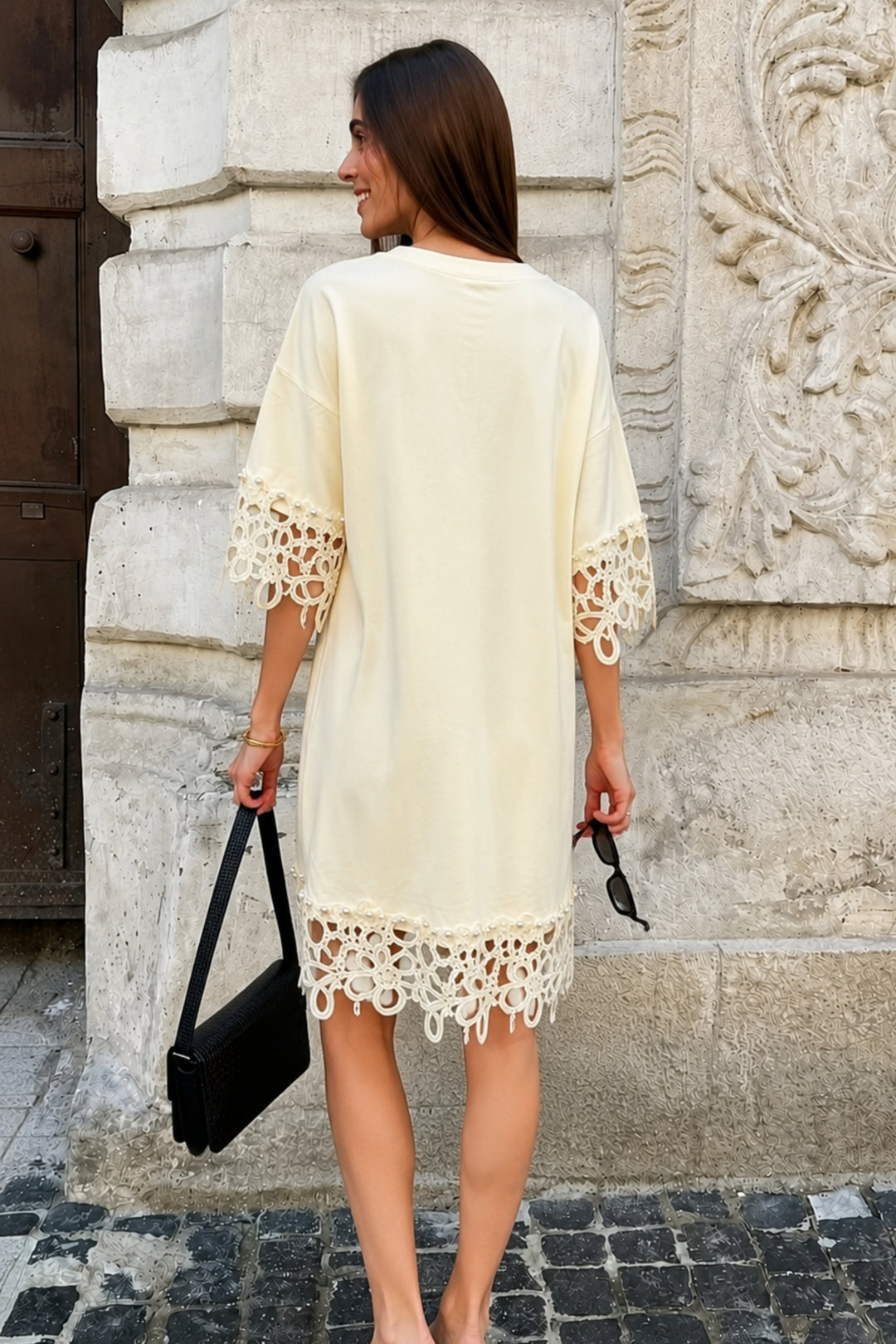 Pearl Bloom Lace Lemon Dress