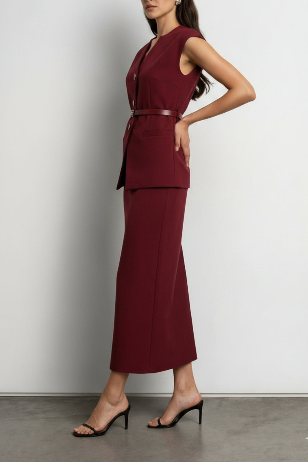 Burgundy Bliss Waistcoat Skirt Co-ord Set