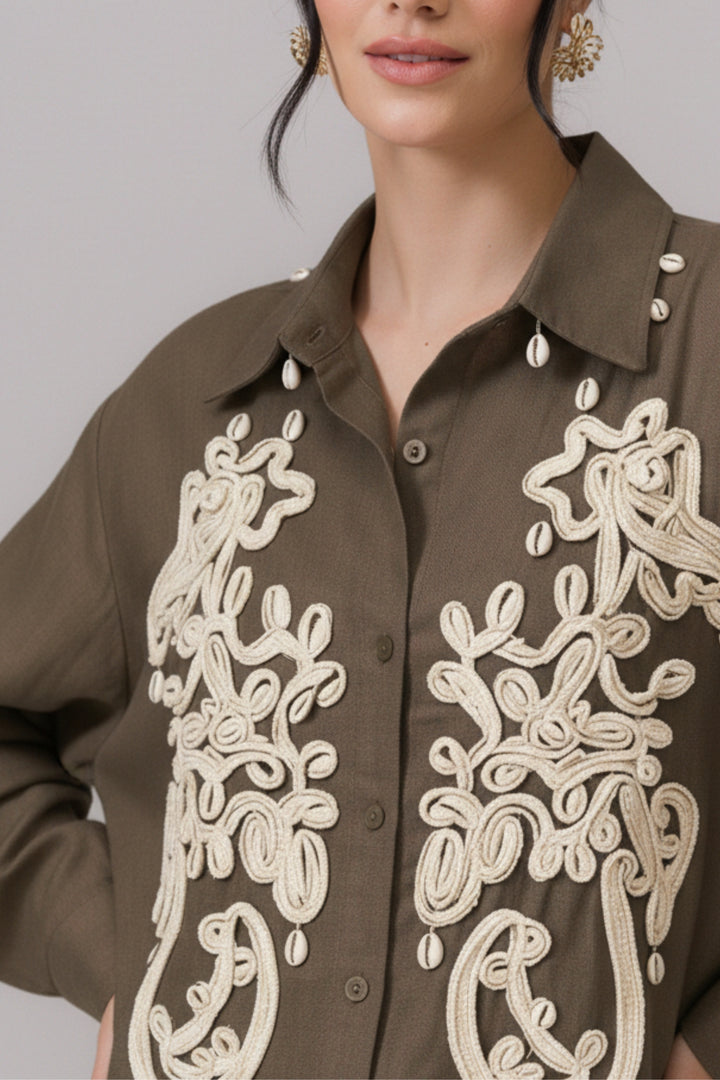 Earthy 3D Cord Embroidery Co-ord set