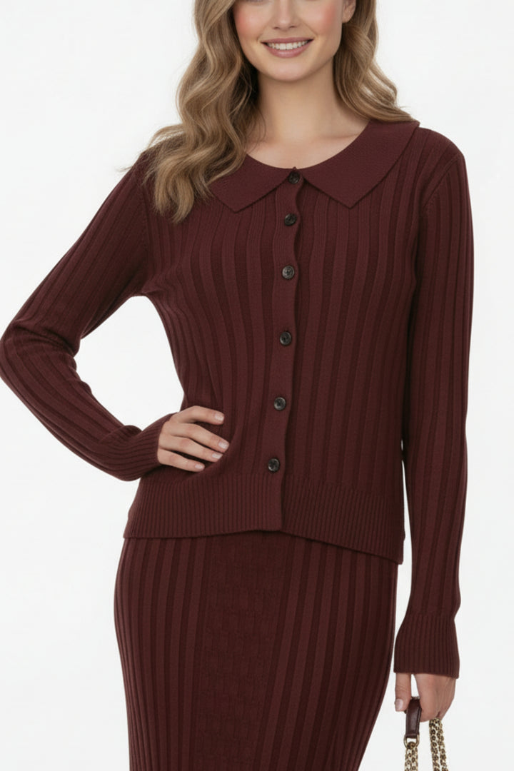 Burnt Maroon Button Down Co-ord Set