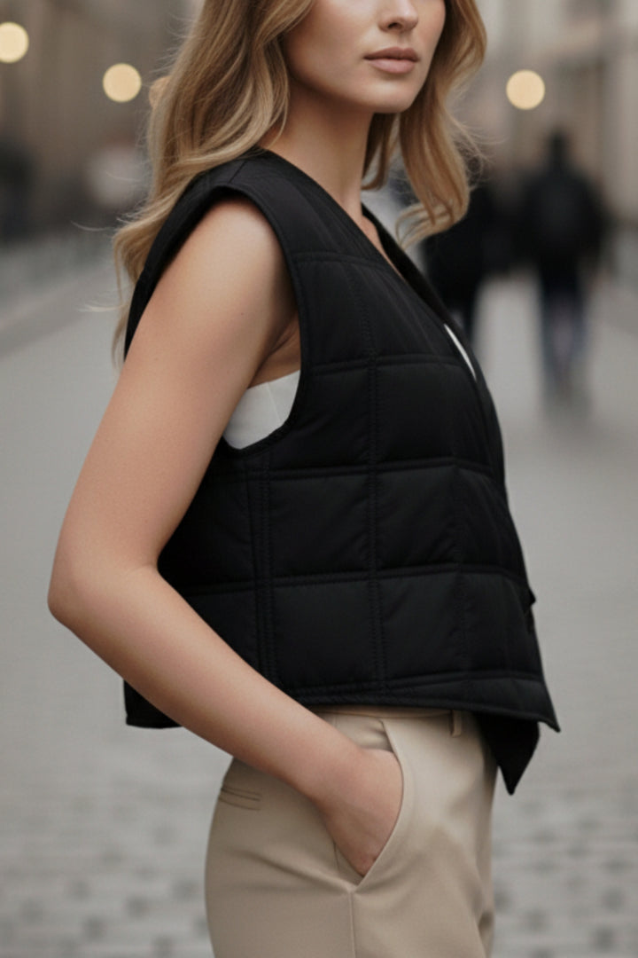 Ink Black Quilted Vest