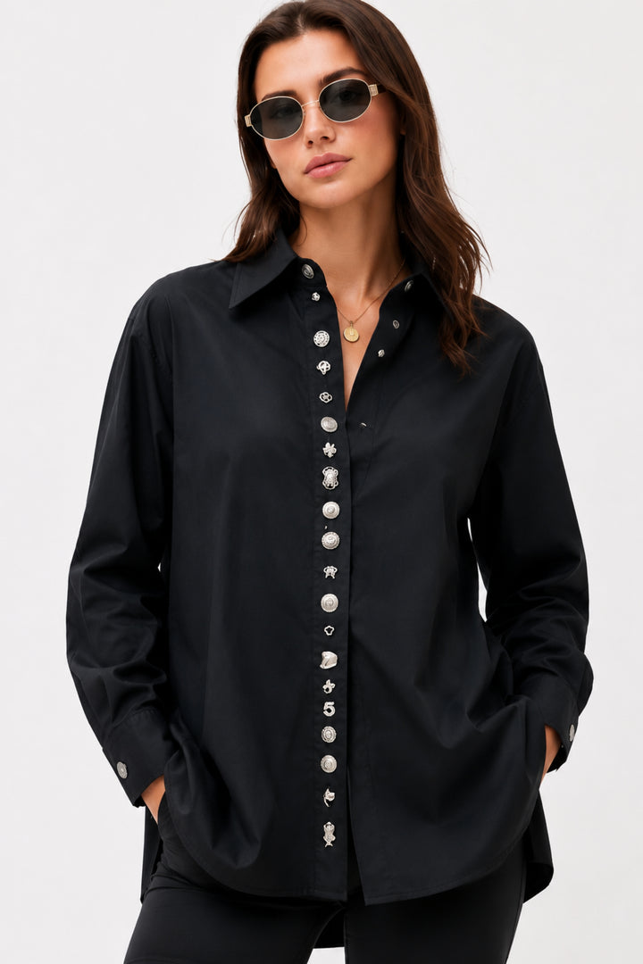 Ornate Black  Button Shirt