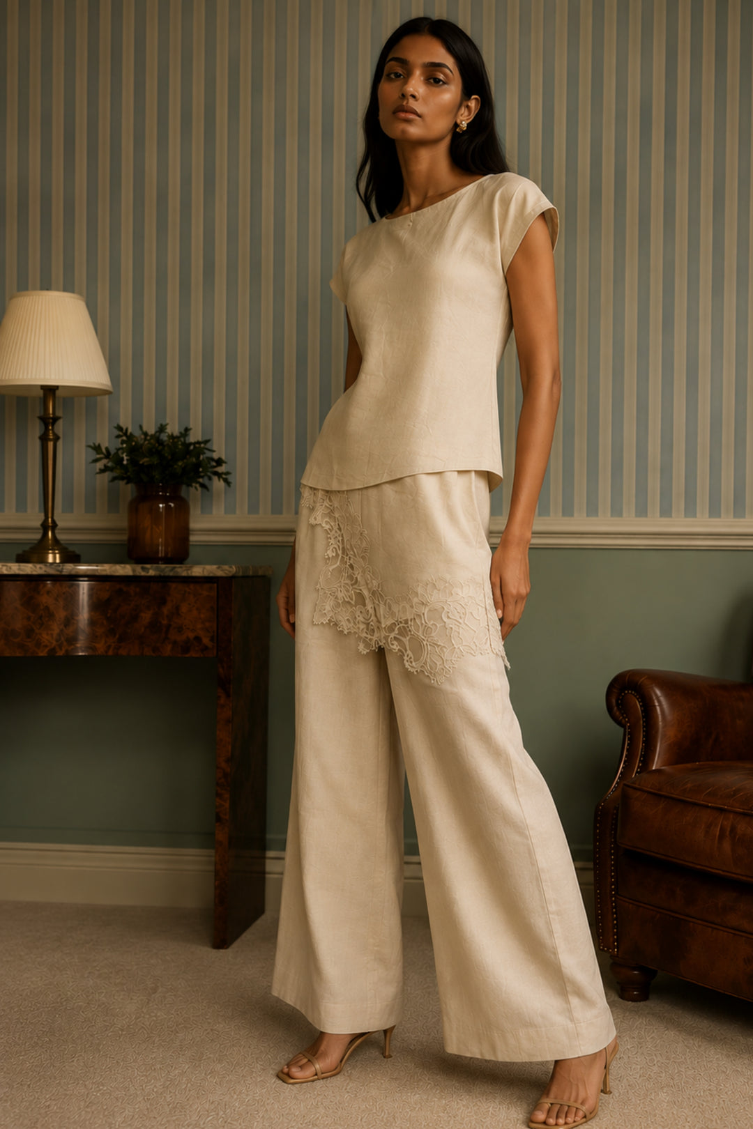 Vanilla Linen Lace Co-ord