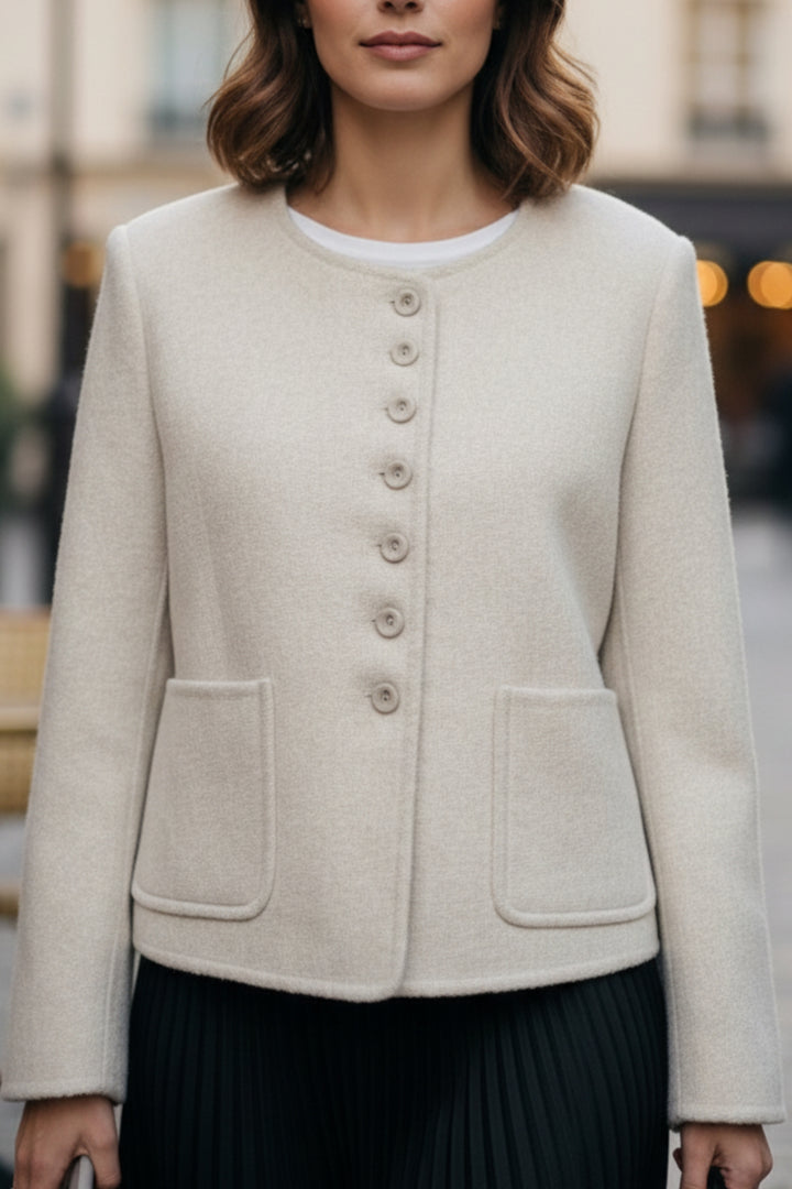 Soft Ivory Double-Sided Cashmere Blazer