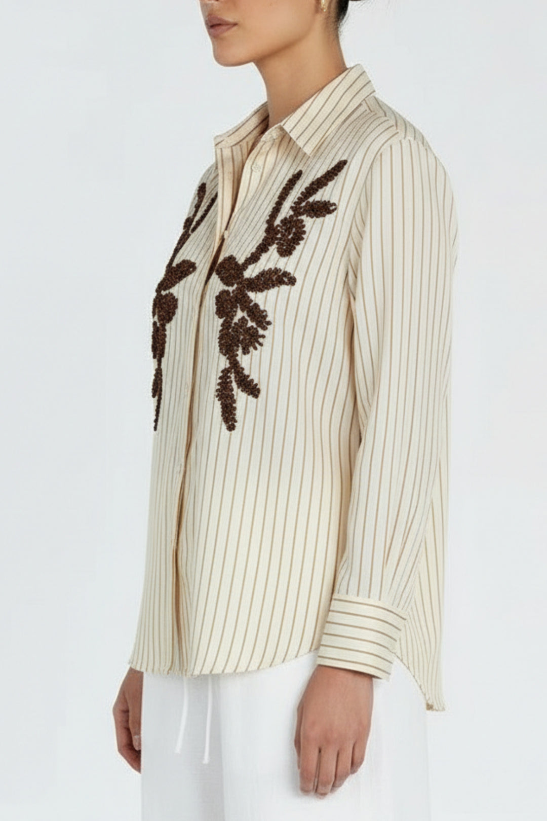 Butterscotch Embellished Striped Shirt