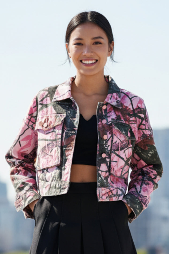 Artistic Pink Denim Jacket