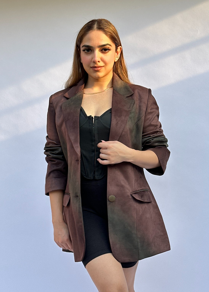 Rust Grunge Oversized Blazer
