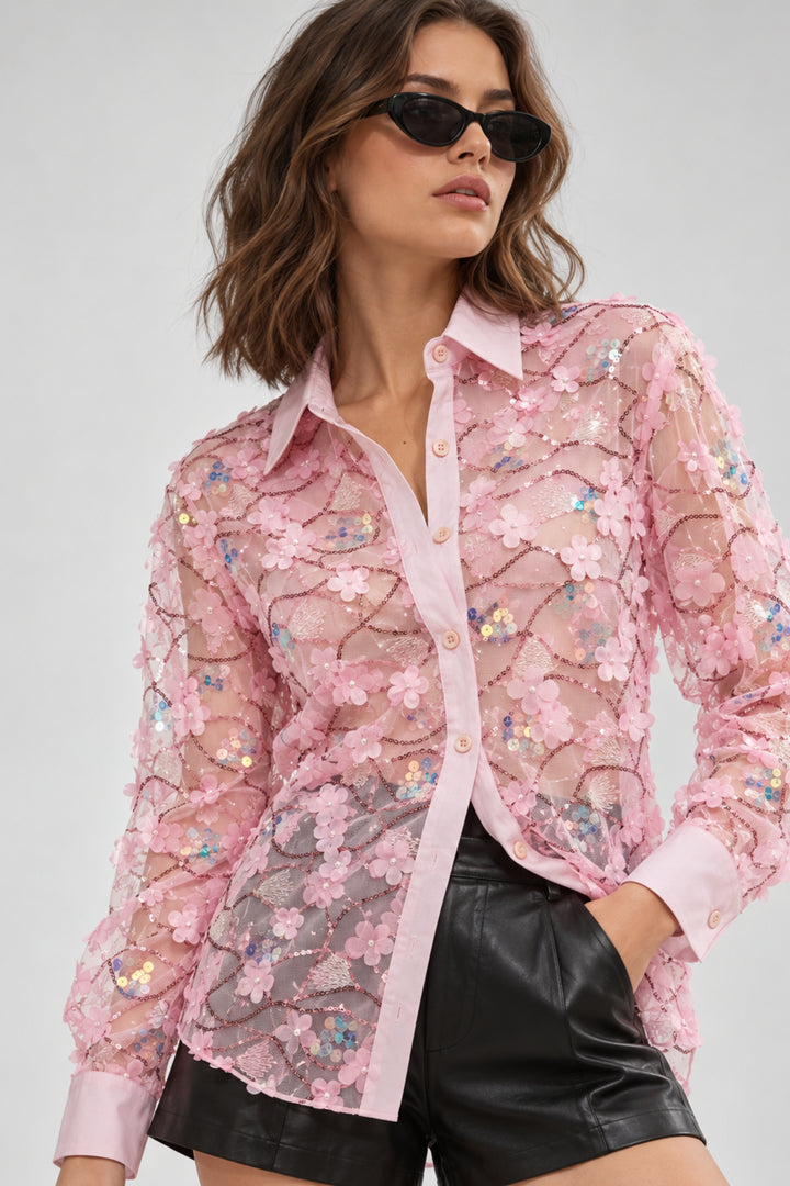 Blush Botanica Sheer Shirt