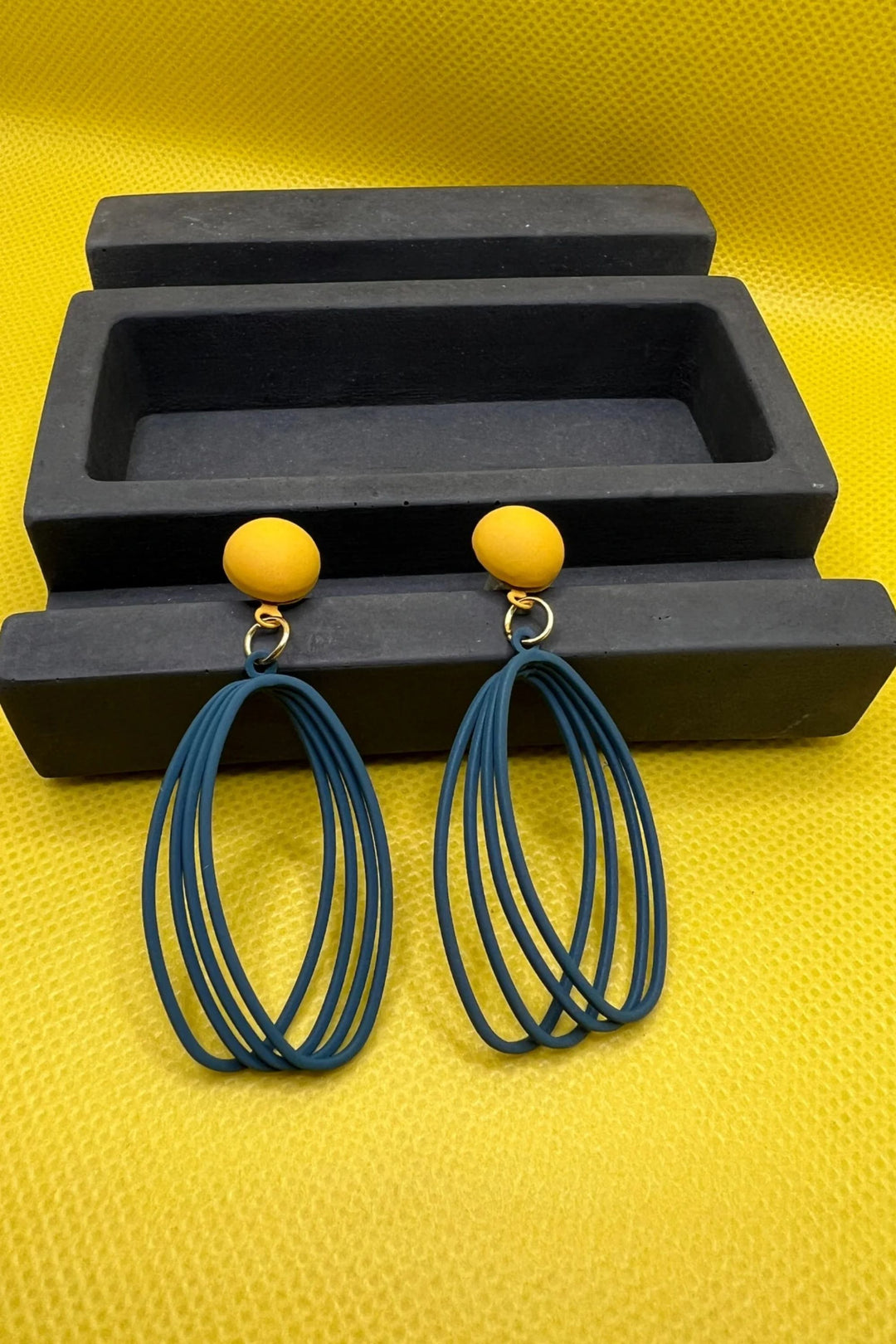Blue Spiral Dangle Earrings