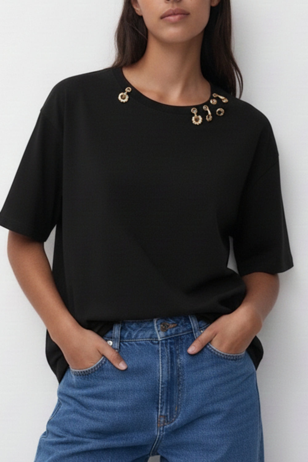 oversized black tee women