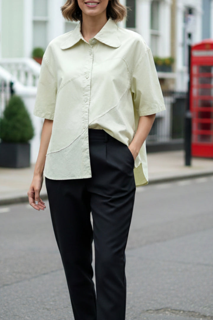 Lime Cream Cotton Shirt