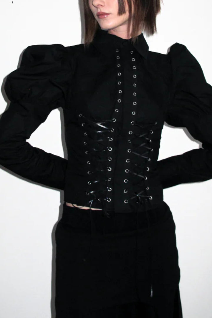 Grunge Black Tie-up Shirt