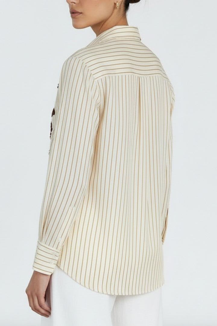 Butterscotch Embellished Striped Shirt