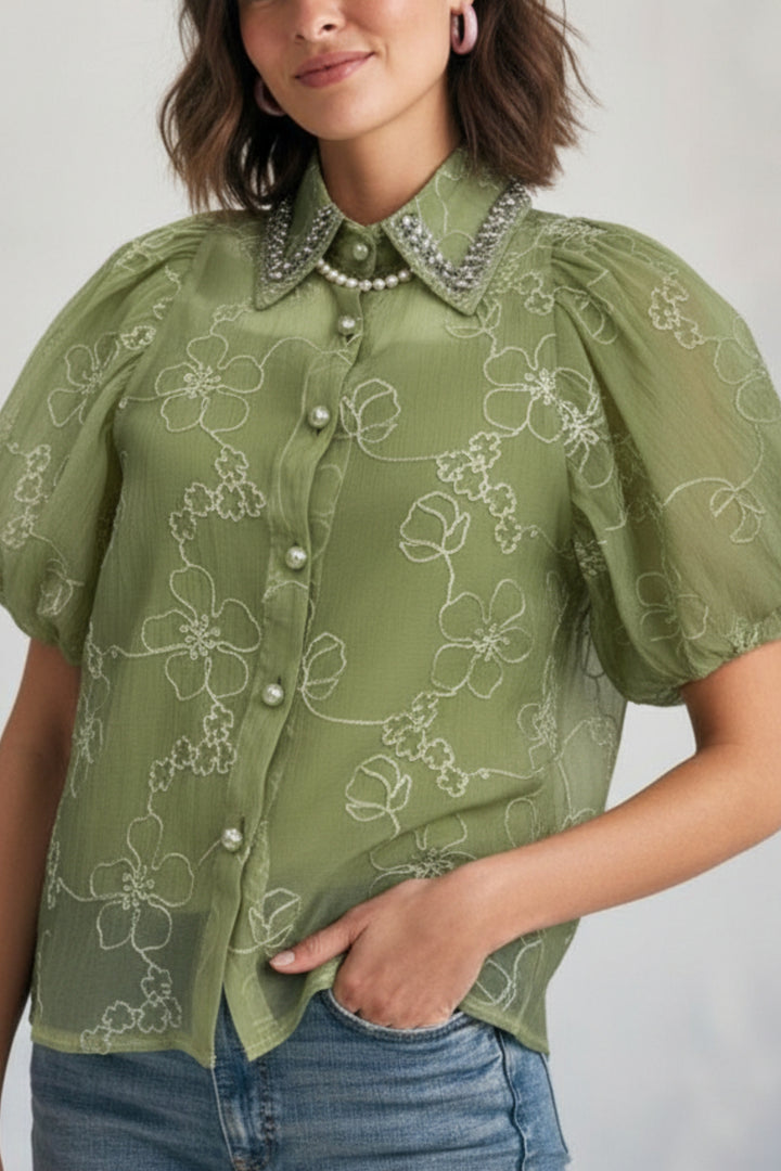 Limey Green Embroidered Shirt