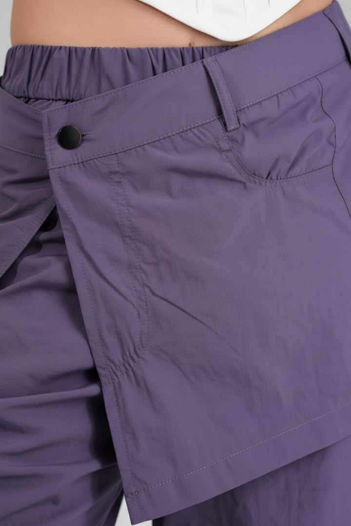 Violet Cargo Pants With Detachable Skirt