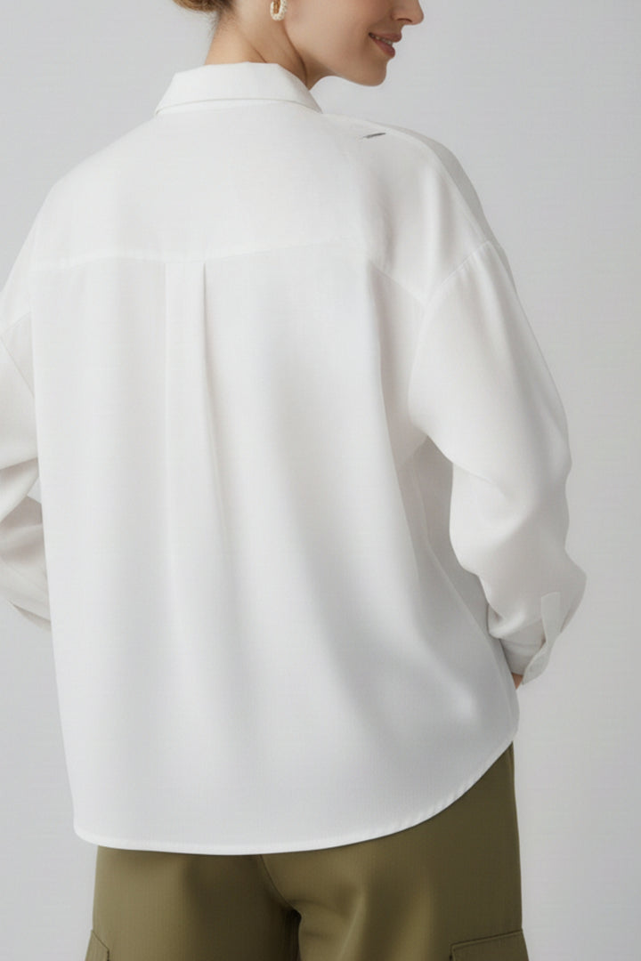 White Cotton Shirt With Bamboo Embroidery