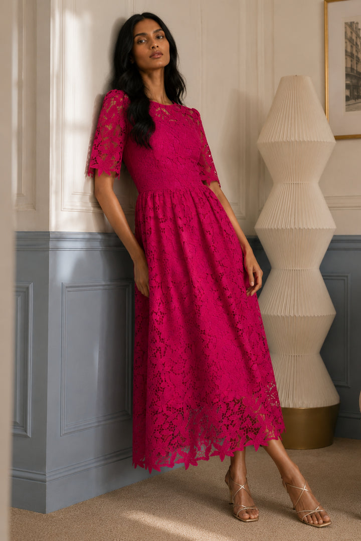 Fuchsia Bloom Lace Dress