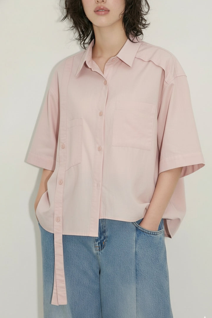 Peach Extended Flap Cotton Shirt