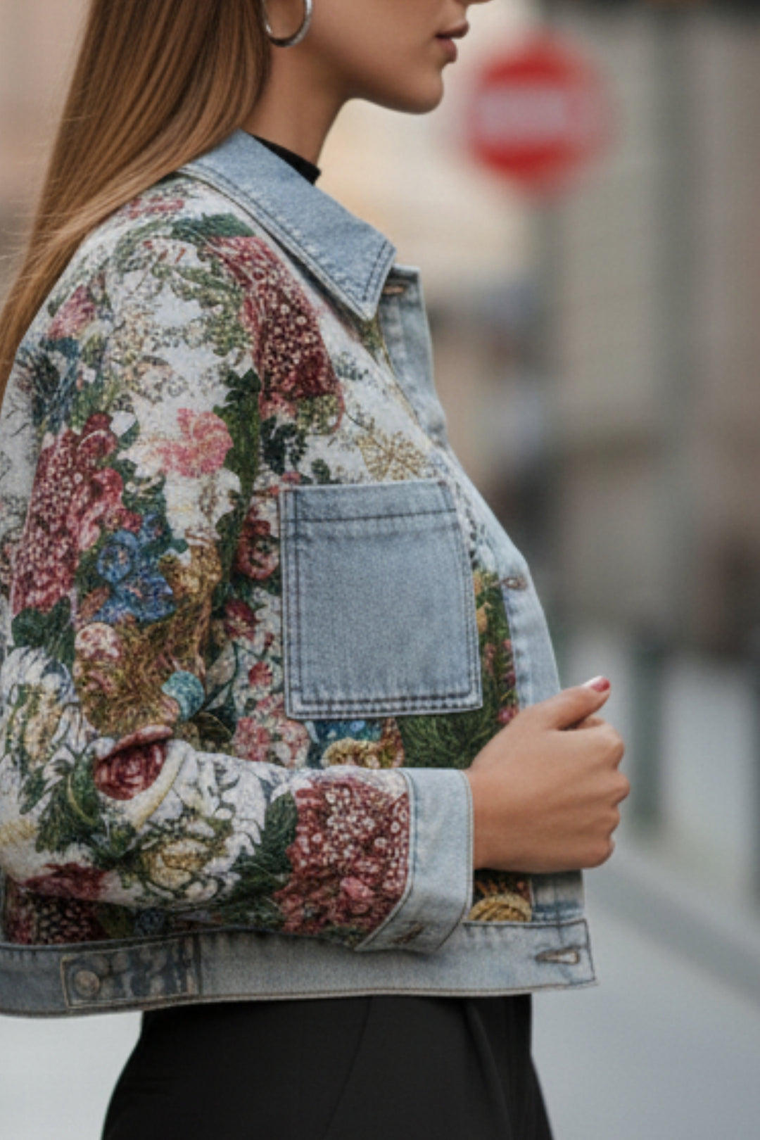 Floral Woven Breeze Denim Jacket