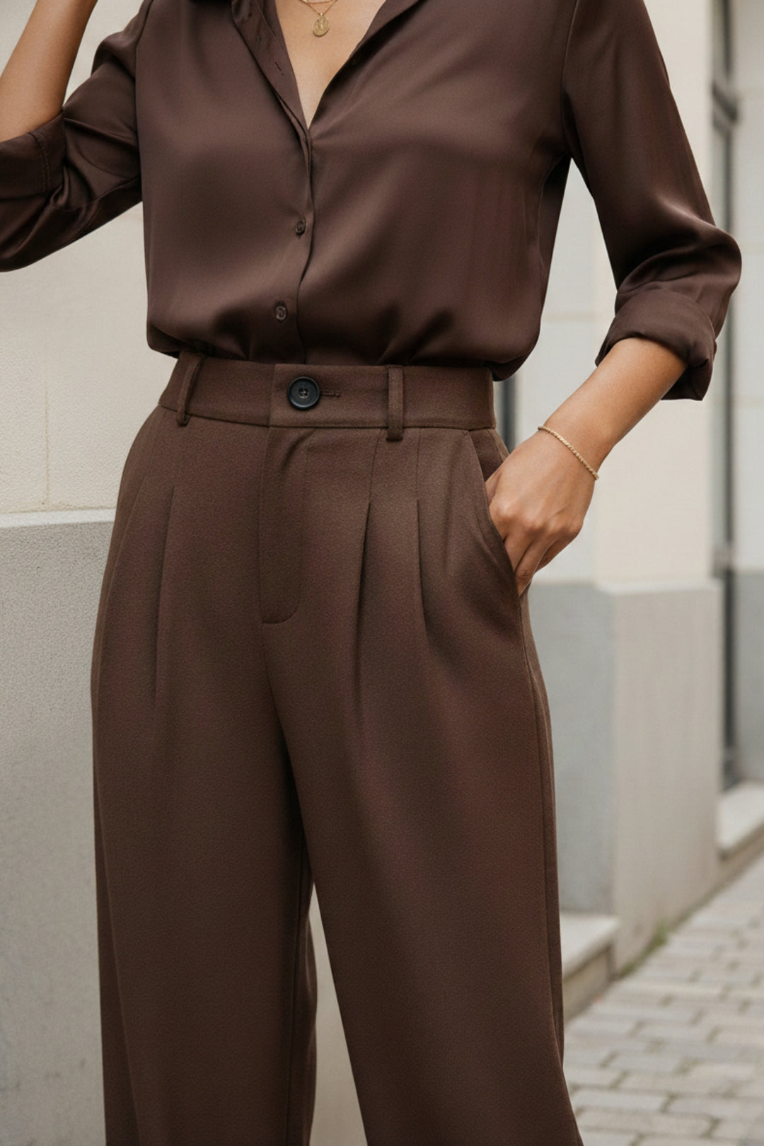 Rustic Brown High Waist Trouser