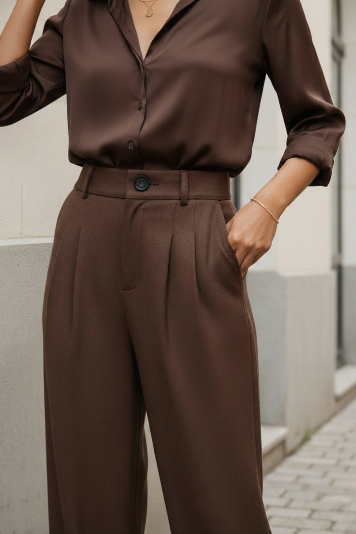 Rustic Brown High Waist Trouser