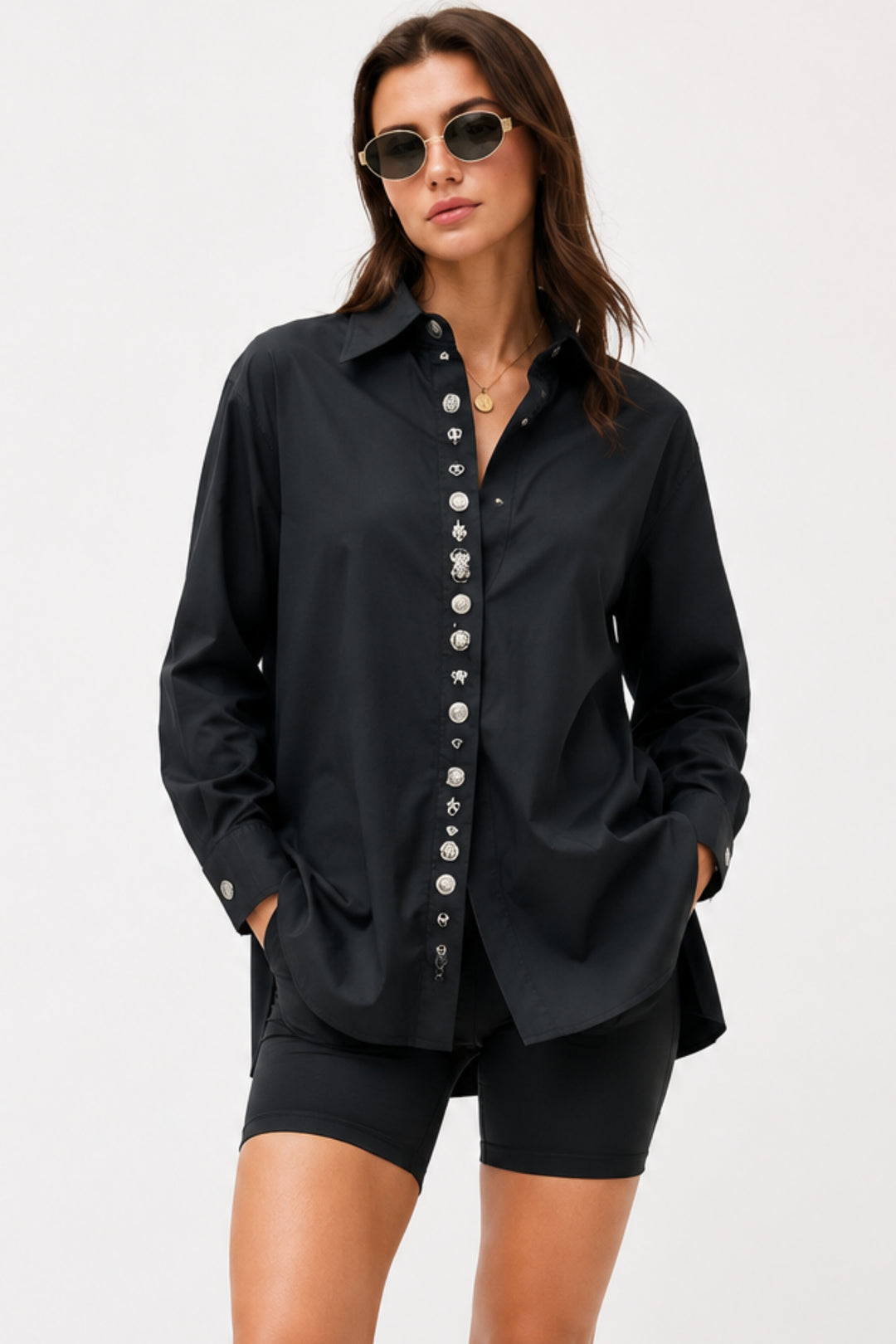Ornate Black  Button Shirt