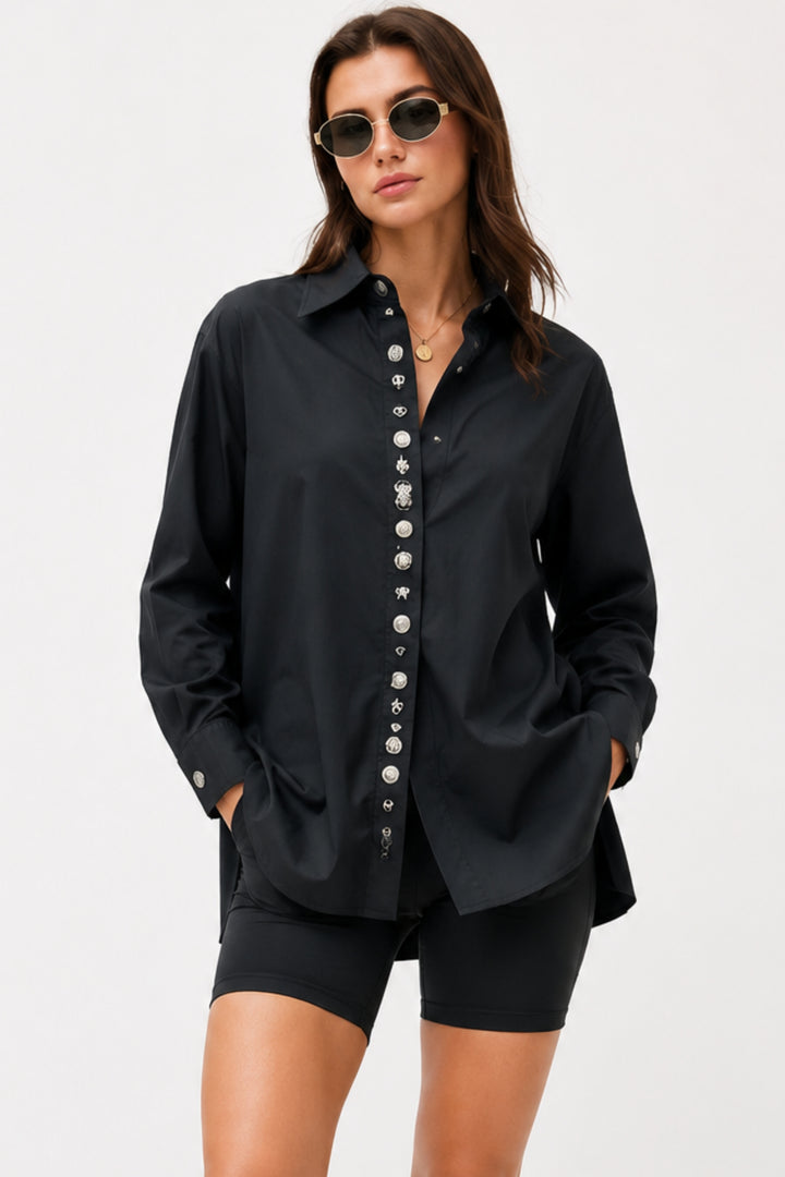 Ornate Black  Button Shirt
