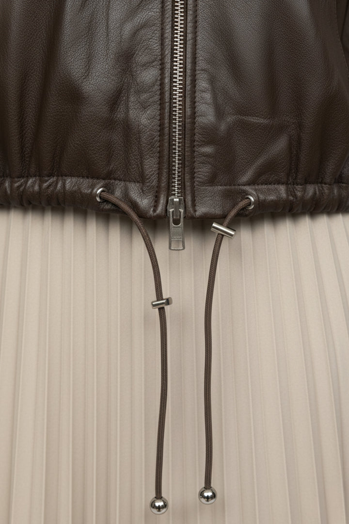 Brown Luxe Zip Leather Jacket