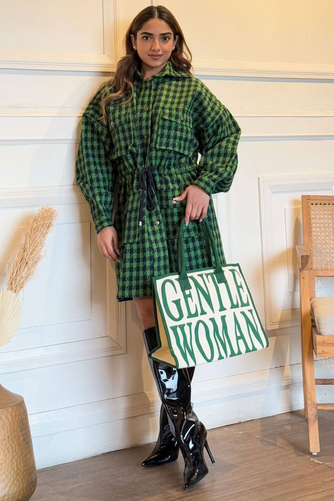 Emerald Forest Oversized Tweed Shacket Dress