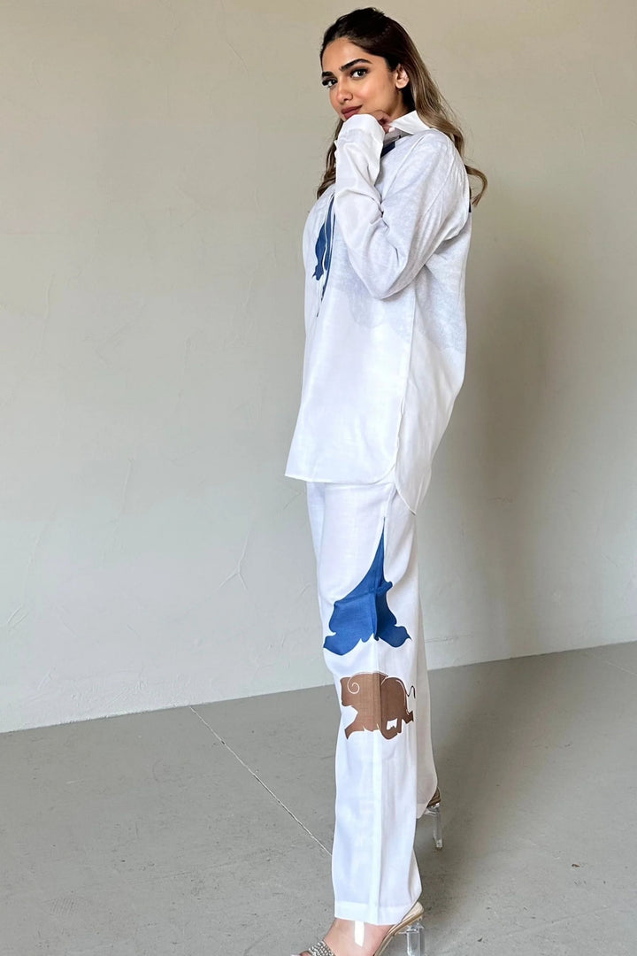 Off-white linen co-Ord set for women