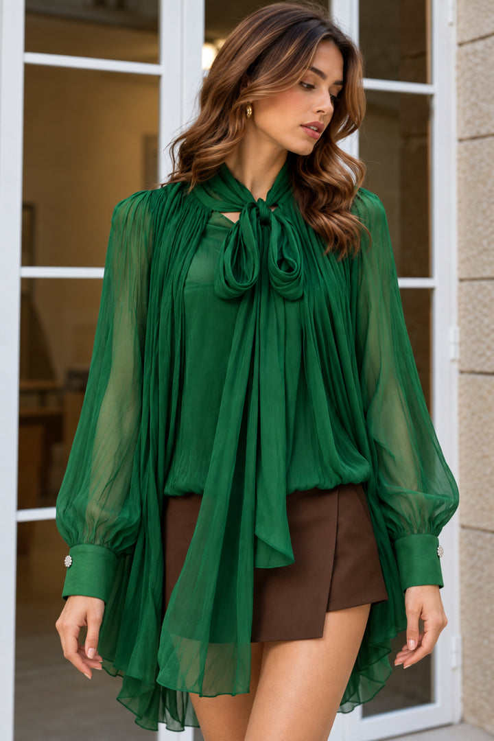 Emerald Chiffon Veil Top