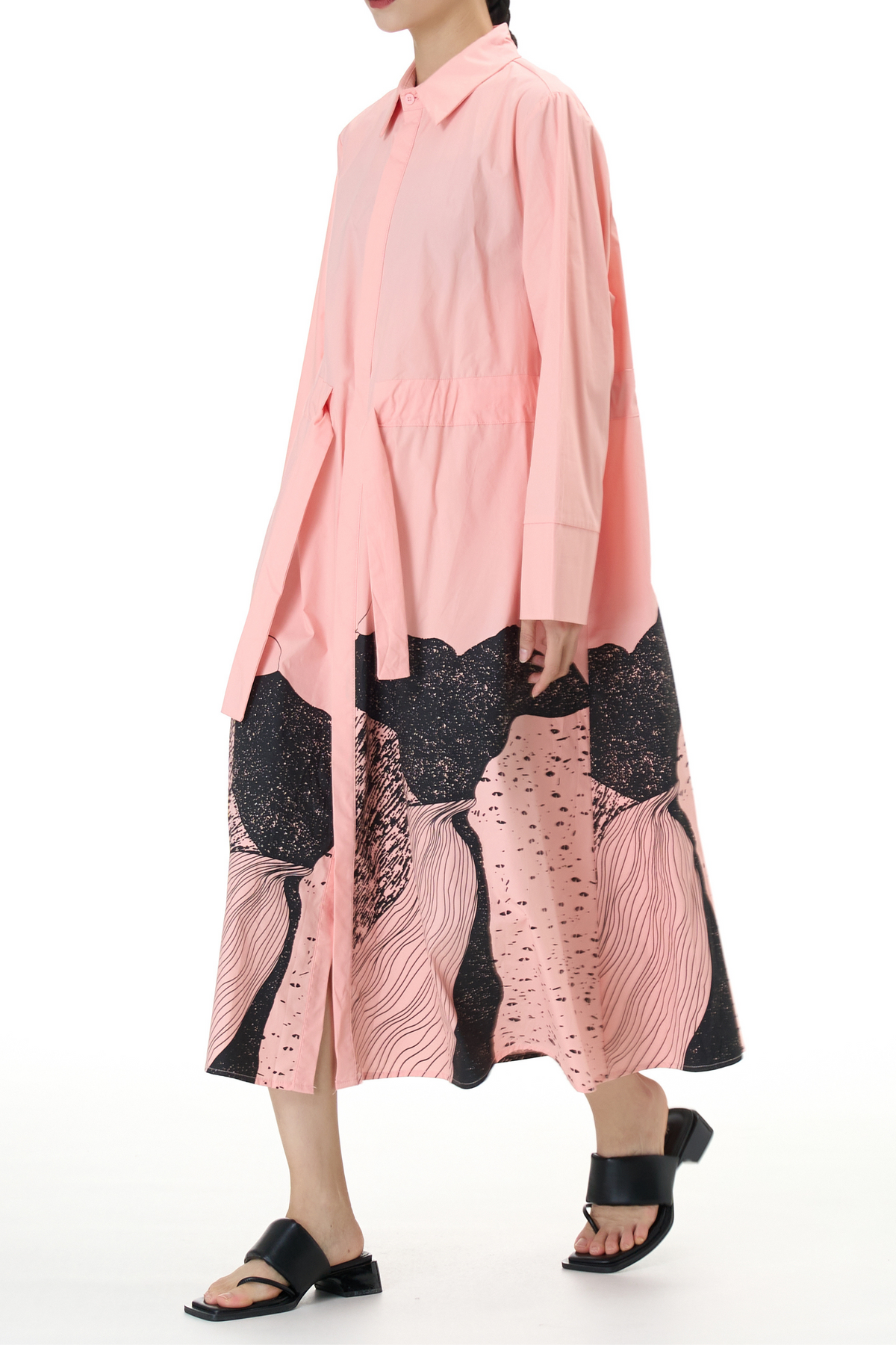 Peach Fuzz Belted Shirt Dress