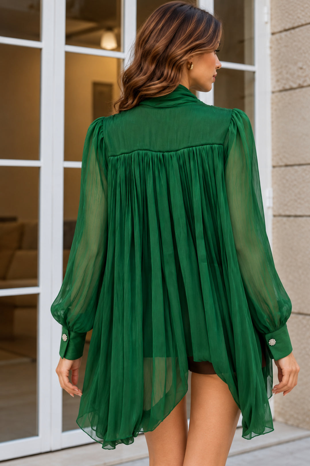 Emerald Chiffon Veil Top