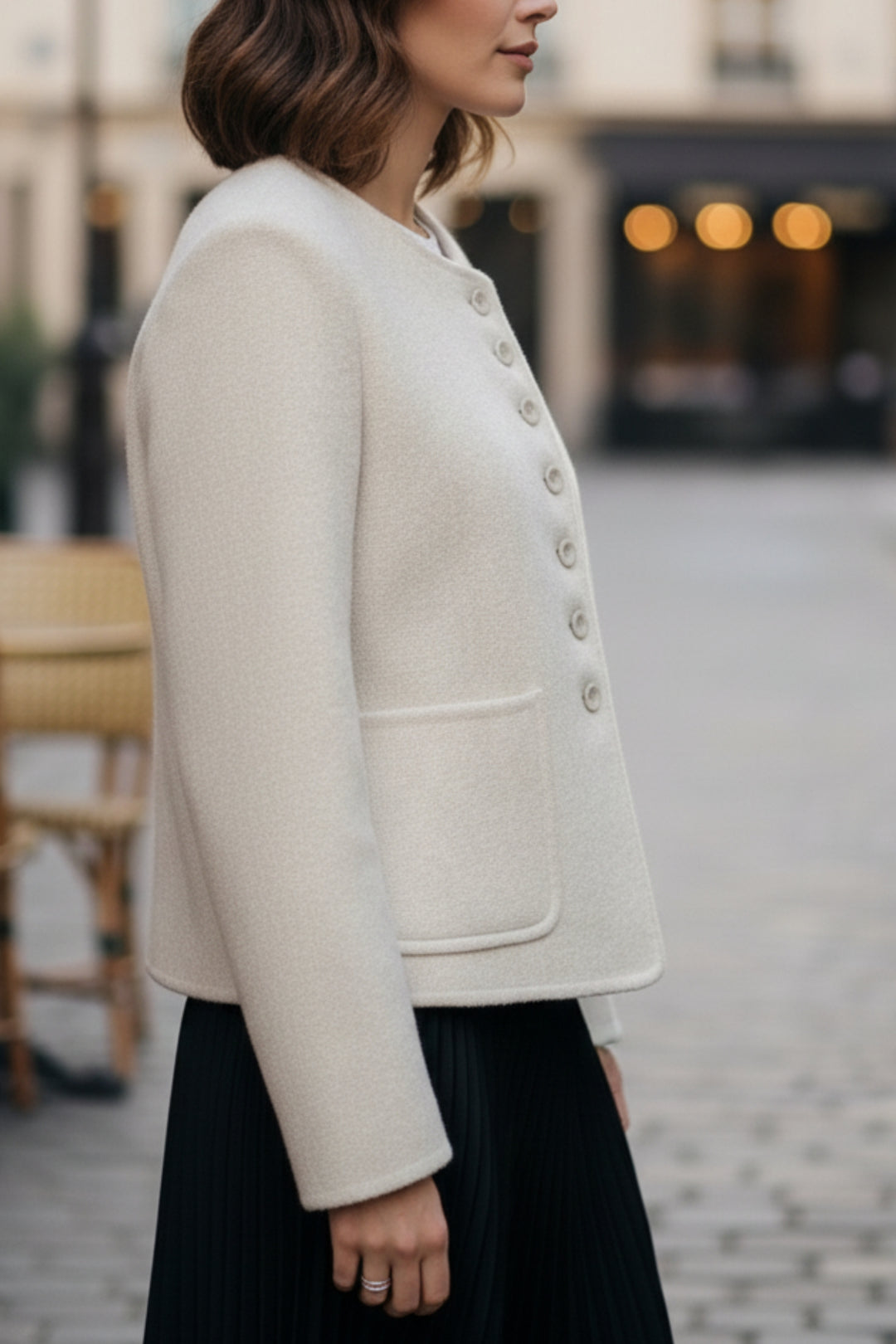 Soft Ivory Double-Sided Cashmere Blazer