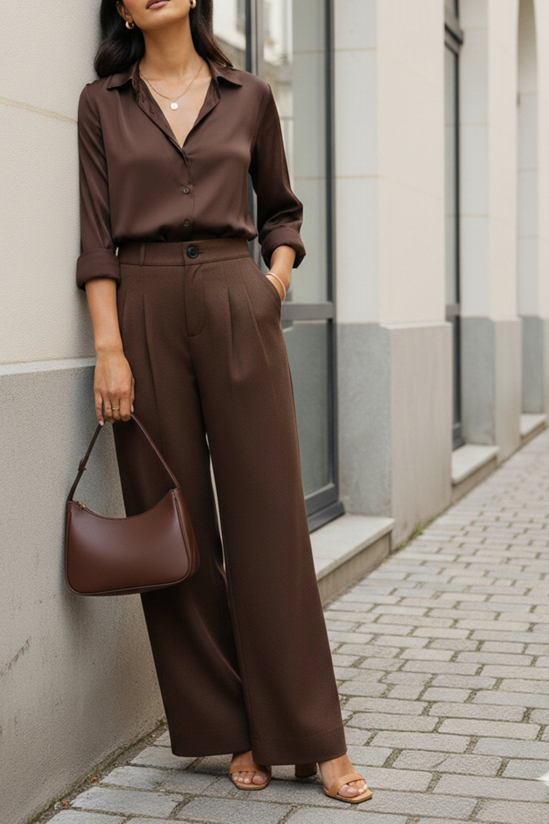 Rustic Brown High Waist Trouser