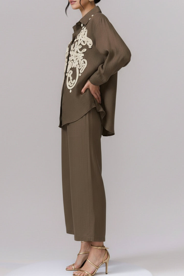 Earthy 3D Cord Embroidery Co-ord set