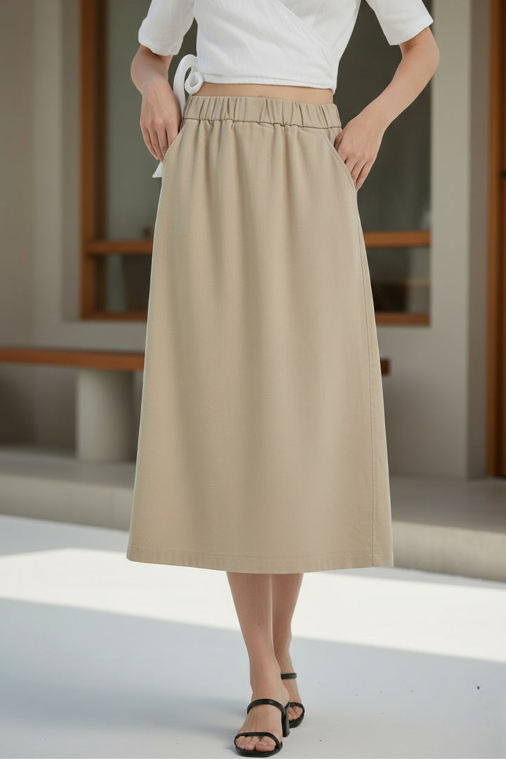 Beige Straight Fit Skirt