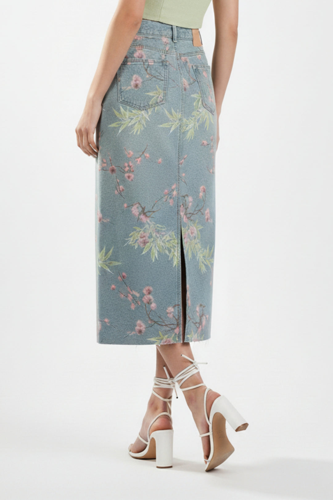 Floral Denim Skirt