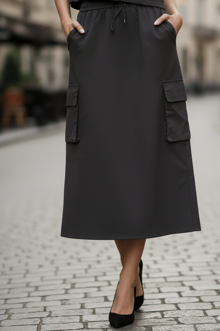 Cotton Shadow Grey Skirt Coord Set