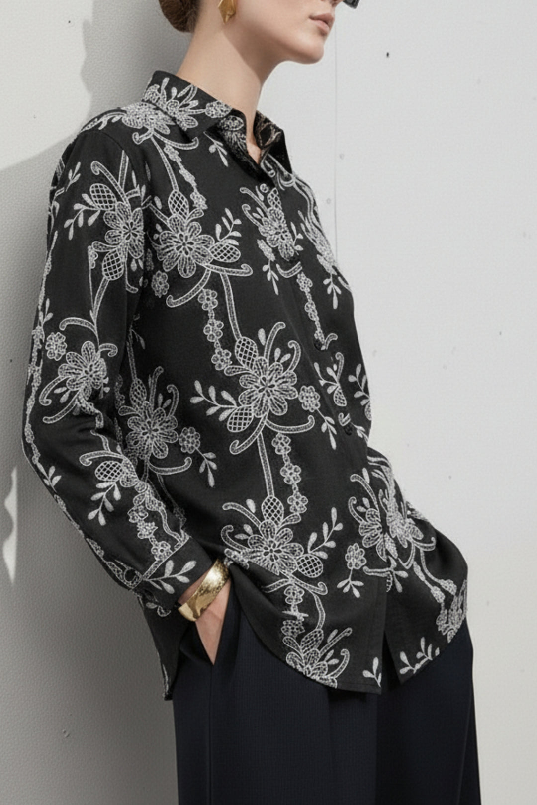 Royal Black Embellished Shirt