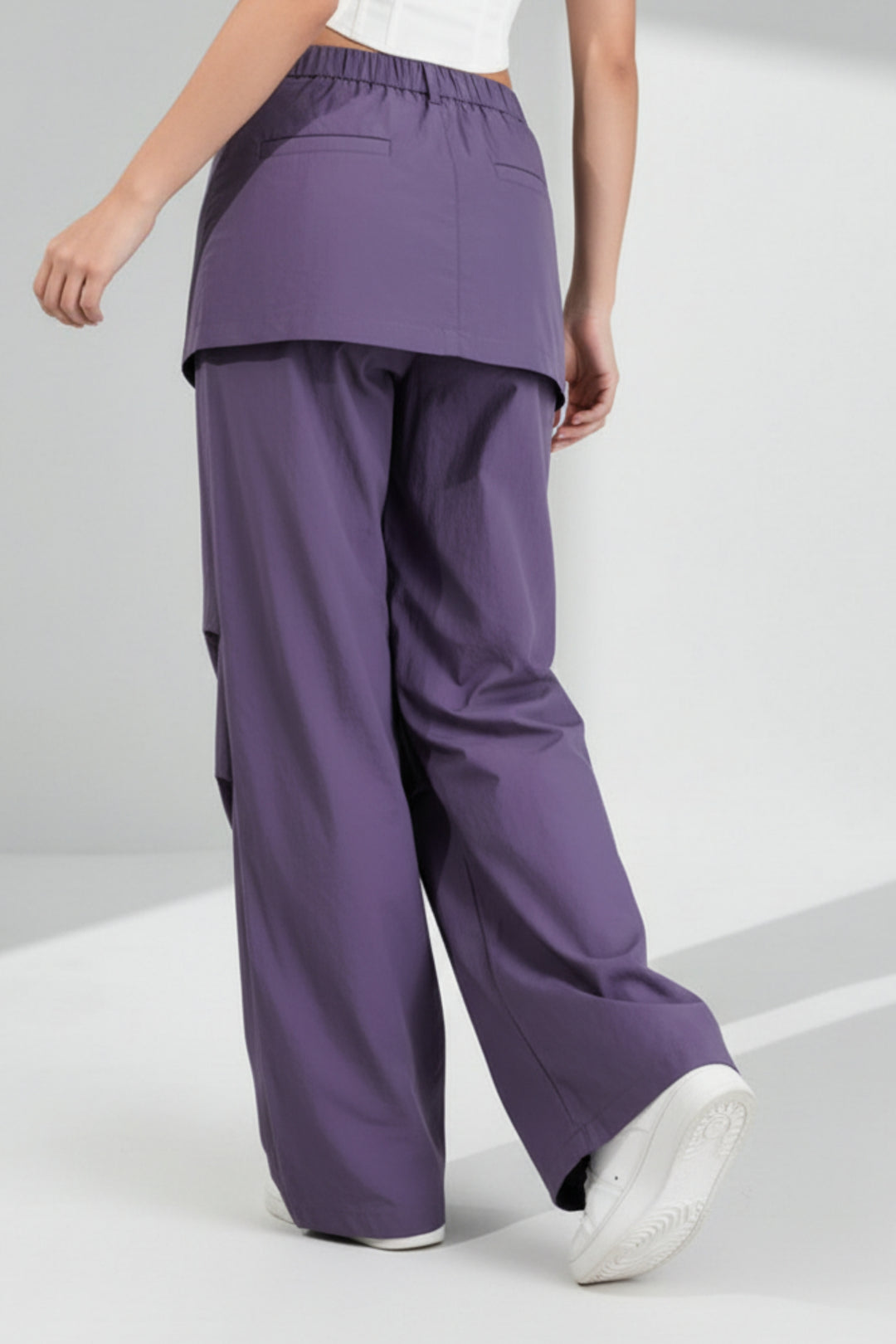 Violet Cargo Pants With Detachable Skirt