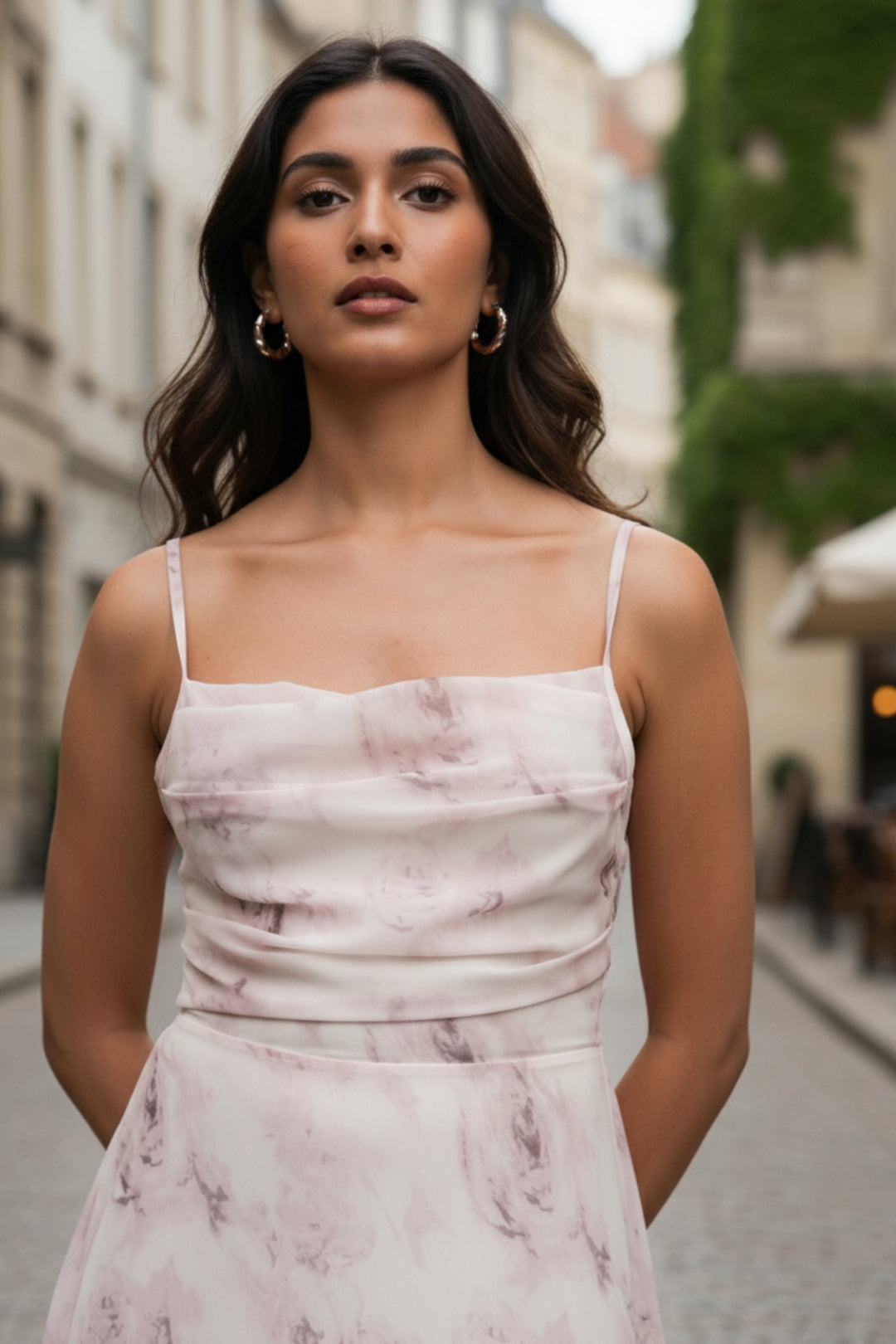 Blush Pink Floral Strappy Midi Dress