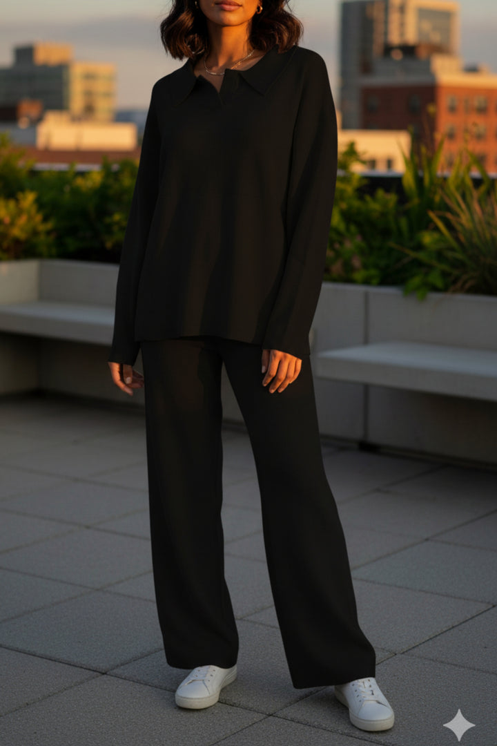 Midnight Collared  Knit Co-ord Set