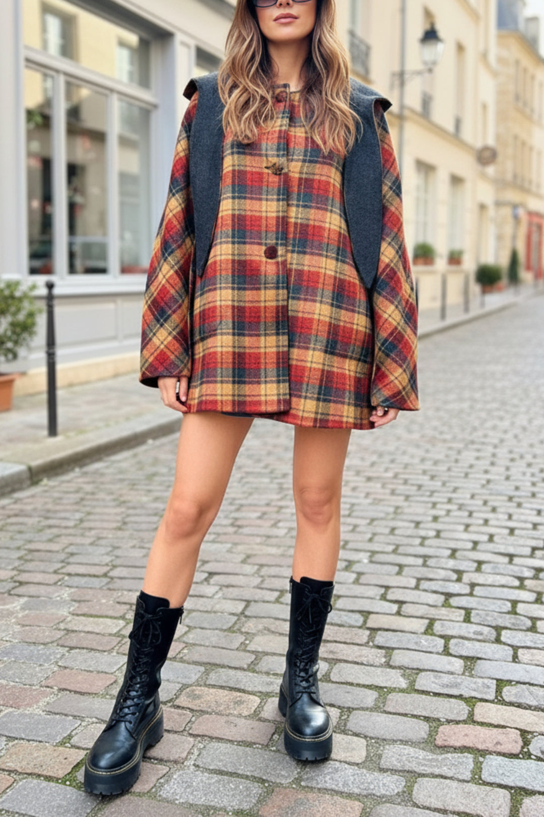Amber Check Reversible Cashmere Coat