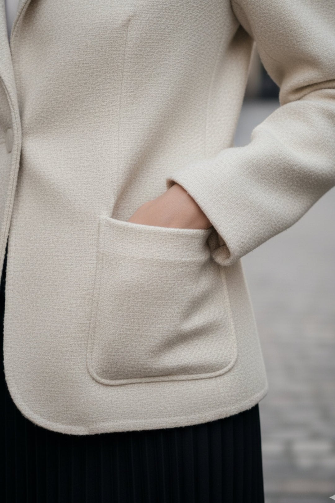 Soft Ivory Double-Sided Cashmere Blazer