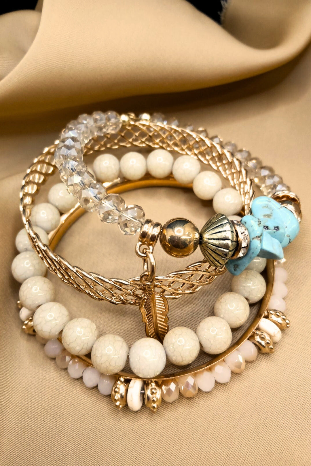 Golden Stackable Bracelet Set