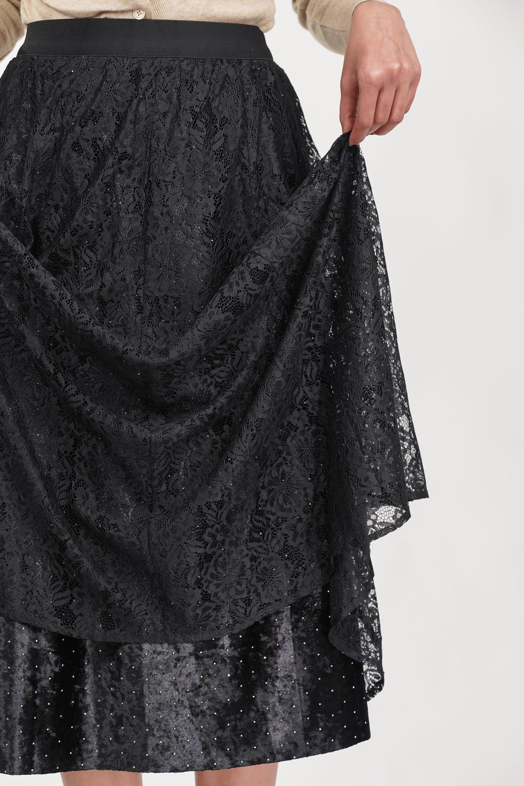 Black Veiled Net Skirt