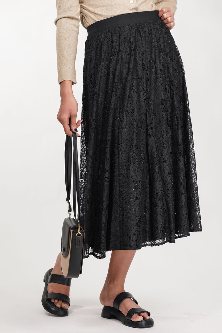 Black Veiled Net Skirt