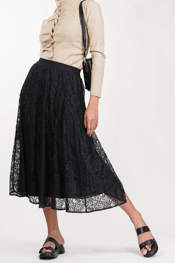 Black Veiled Net Skirt