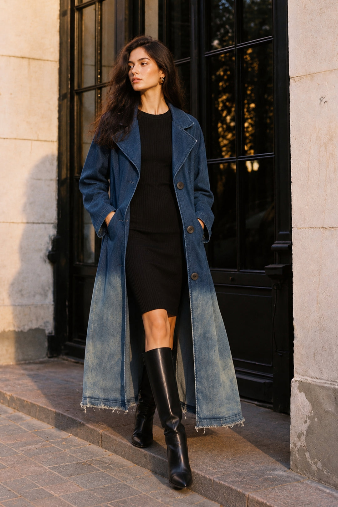 Women's denim trench coat